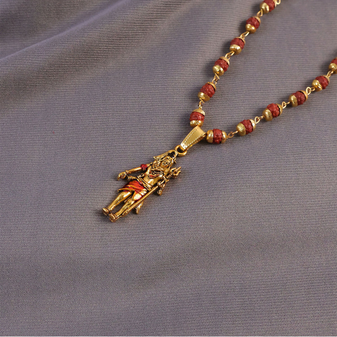 Gold Plated Shiv Ji Rudraksha Bead Necklace
