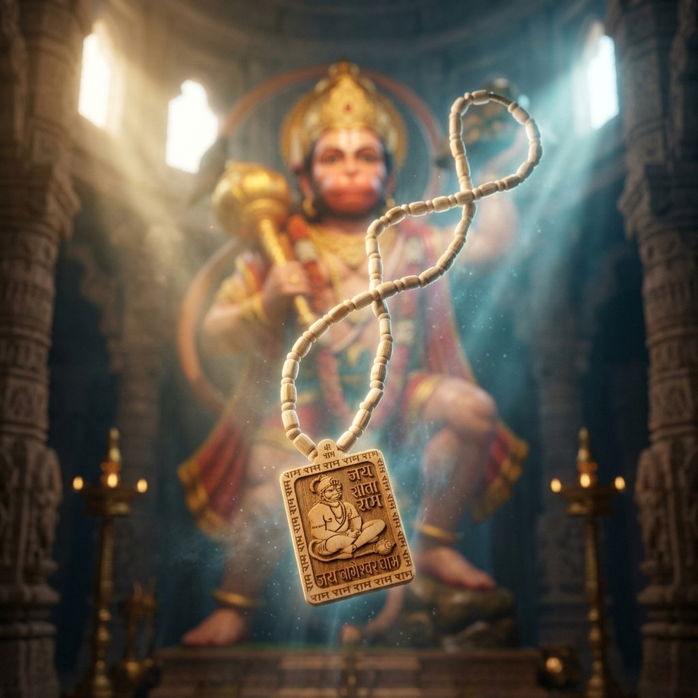 Premium Wooden Hanuman Pendant Mala (1 Pc)