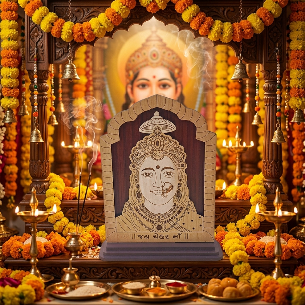 Chehar maa wooden photoframe