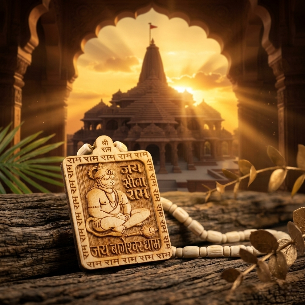 Premium Wooden Hanuman Pendant Mala (1 Pc)